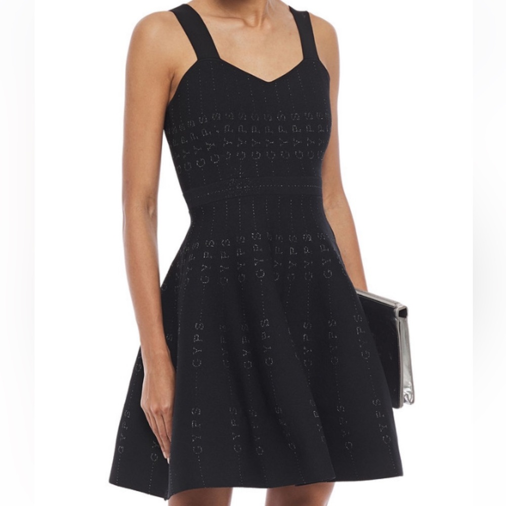 BRAND NEW WITH TAG Maje Black Peplum Dress with silver detailing (Size 1/Small)
